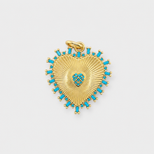 Cargar imagen en el visor de la galería, Heart gold and turquoise pendant
