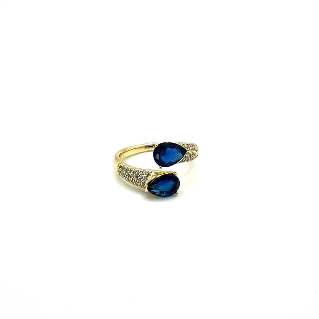 Anillo doble gotita azul