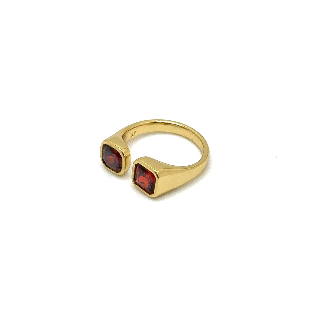 Anillo piedra doble roja