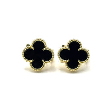 Cargar imagen en el visor de la galería, Clover Earrings negro y dorado
