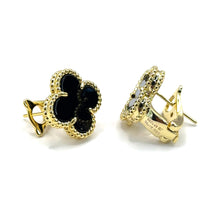 Cargar imagen en el visor de la galería, Clover Earrings negro y dorado
