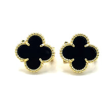 Cargar imagen en el visor de la galería, Clover Earrings negro y dorado
