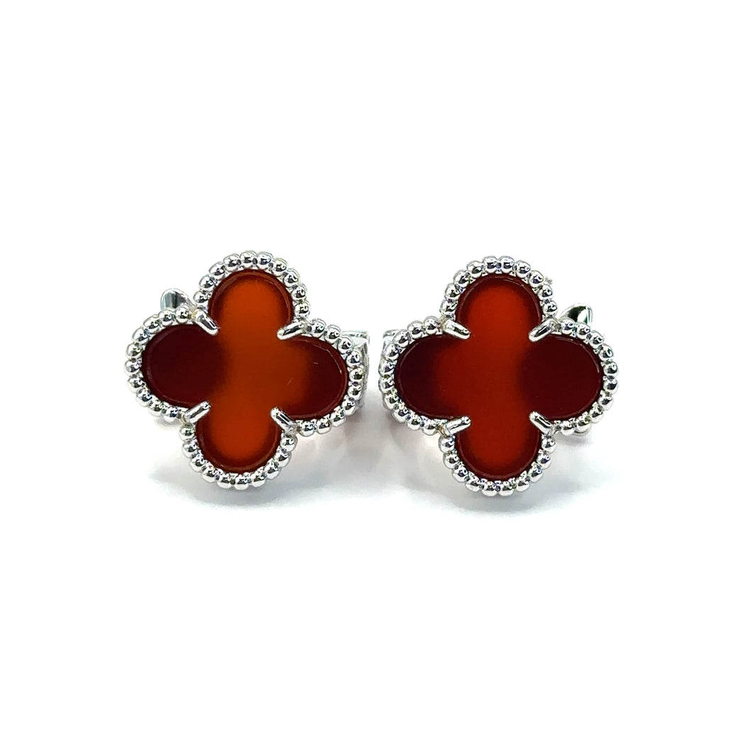 Clover Earrings red and Silver