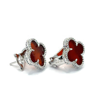 Cargar imagen en el visor de la galería, Clover Earrings red and Silver
