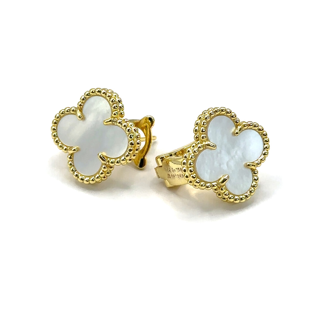 Clover nácar Earrings Gold