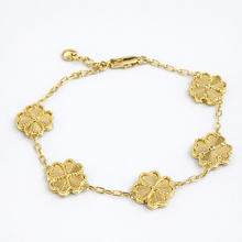 Cargar imagen en el visor de la galería, Flower clover gold plated 14 k 6 1/2 mas extension
