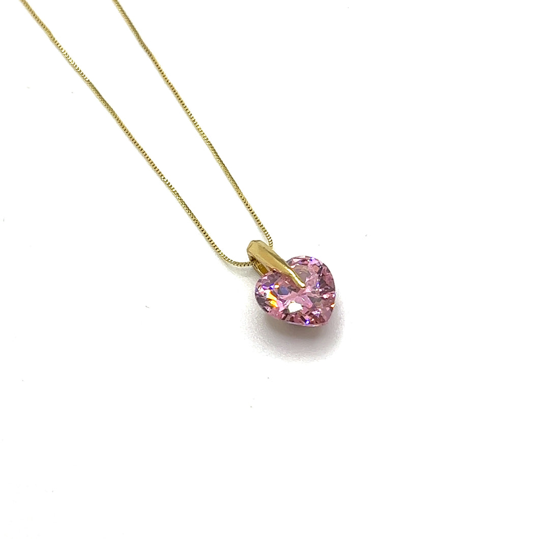 Diamond Pink Heart Necklace