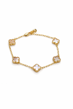 Cargar imagen en el visor de la galería, Nácar mini clover gold plated 14 k 7 pulgadas y media

