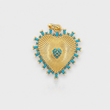 Cargar imagen en el visor de la galería, Heart gold and turquoise pendant
