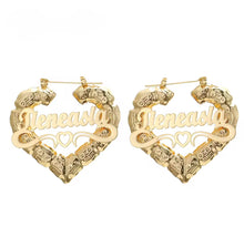 Cargar imagen en el visor de la galería, Heart hoops Earrings bambú design Stainless Steel

