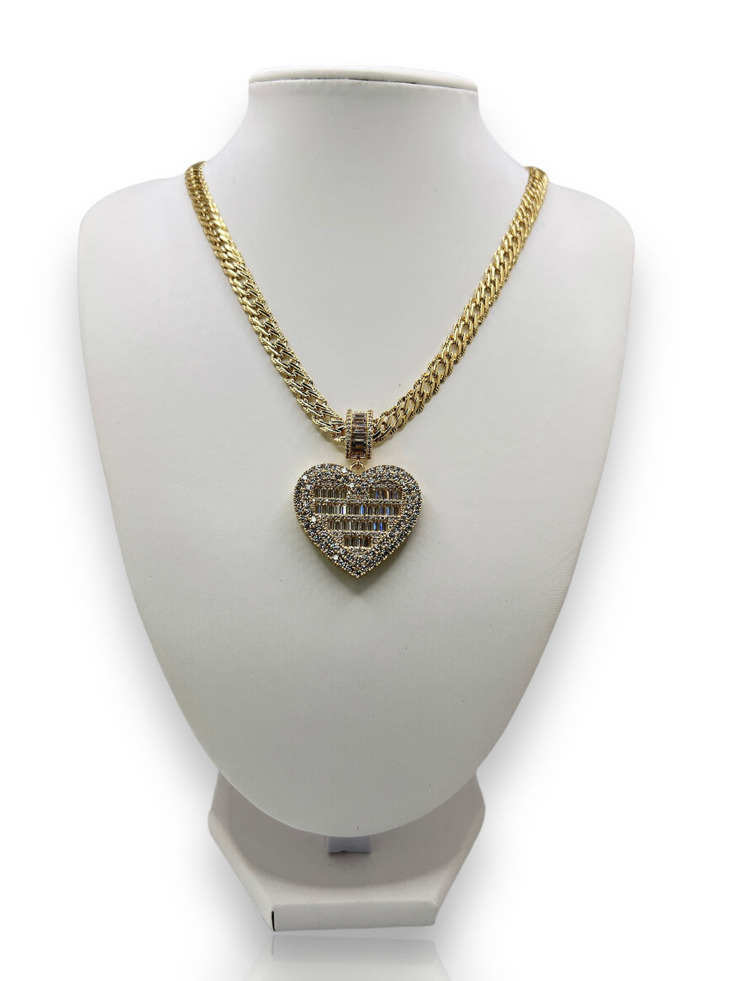 Baguette Stone Heart Necklace