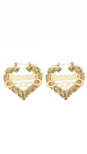 Cargar imagen en el visor de la galería, Heart hoops Earrings bambú design Stainless Steel
