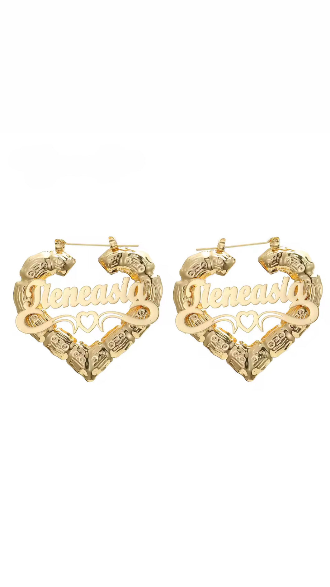 Heart hoops Earrings bambú design Stainless Steel