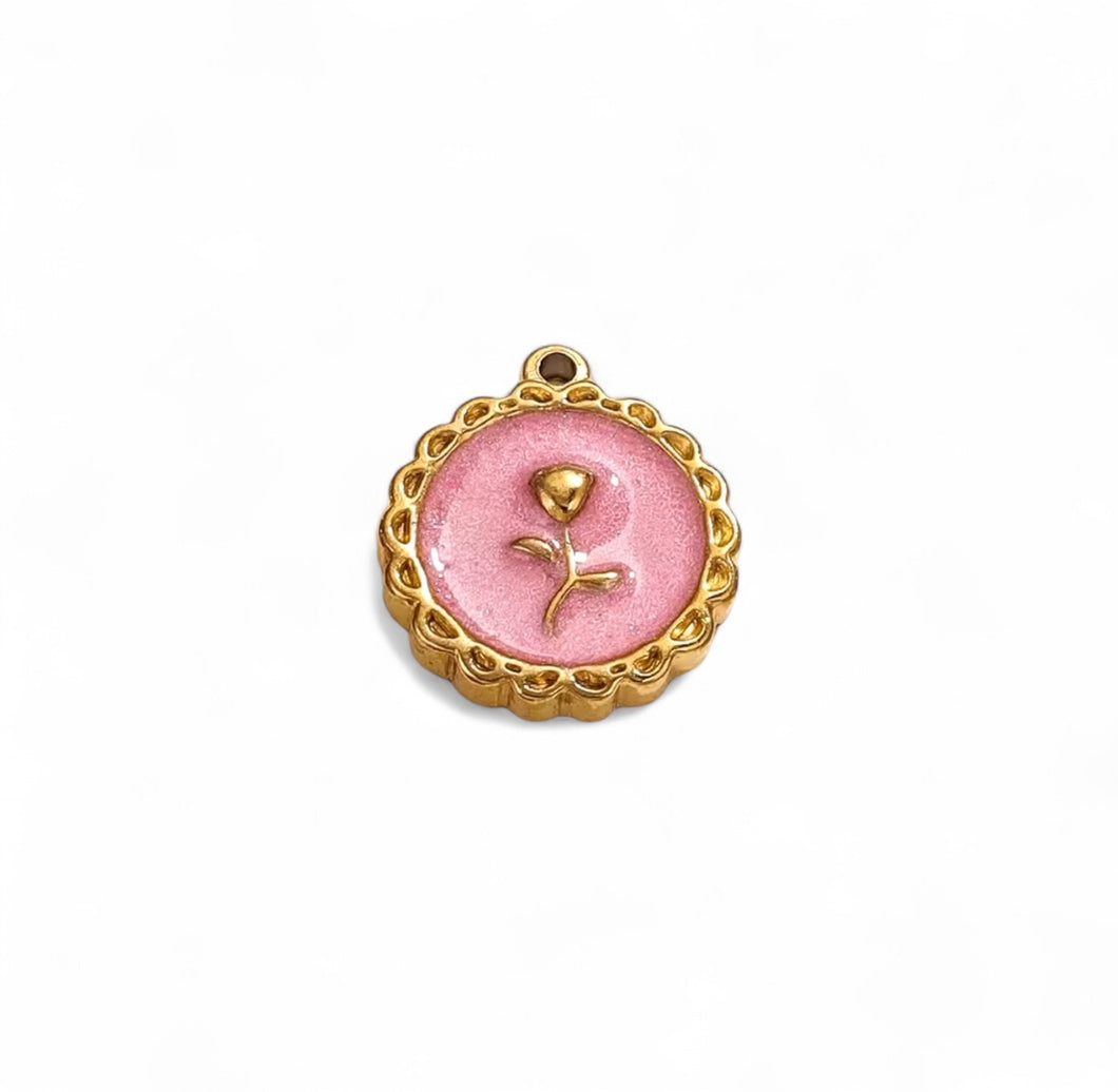 Moneda esmaltada en rosa