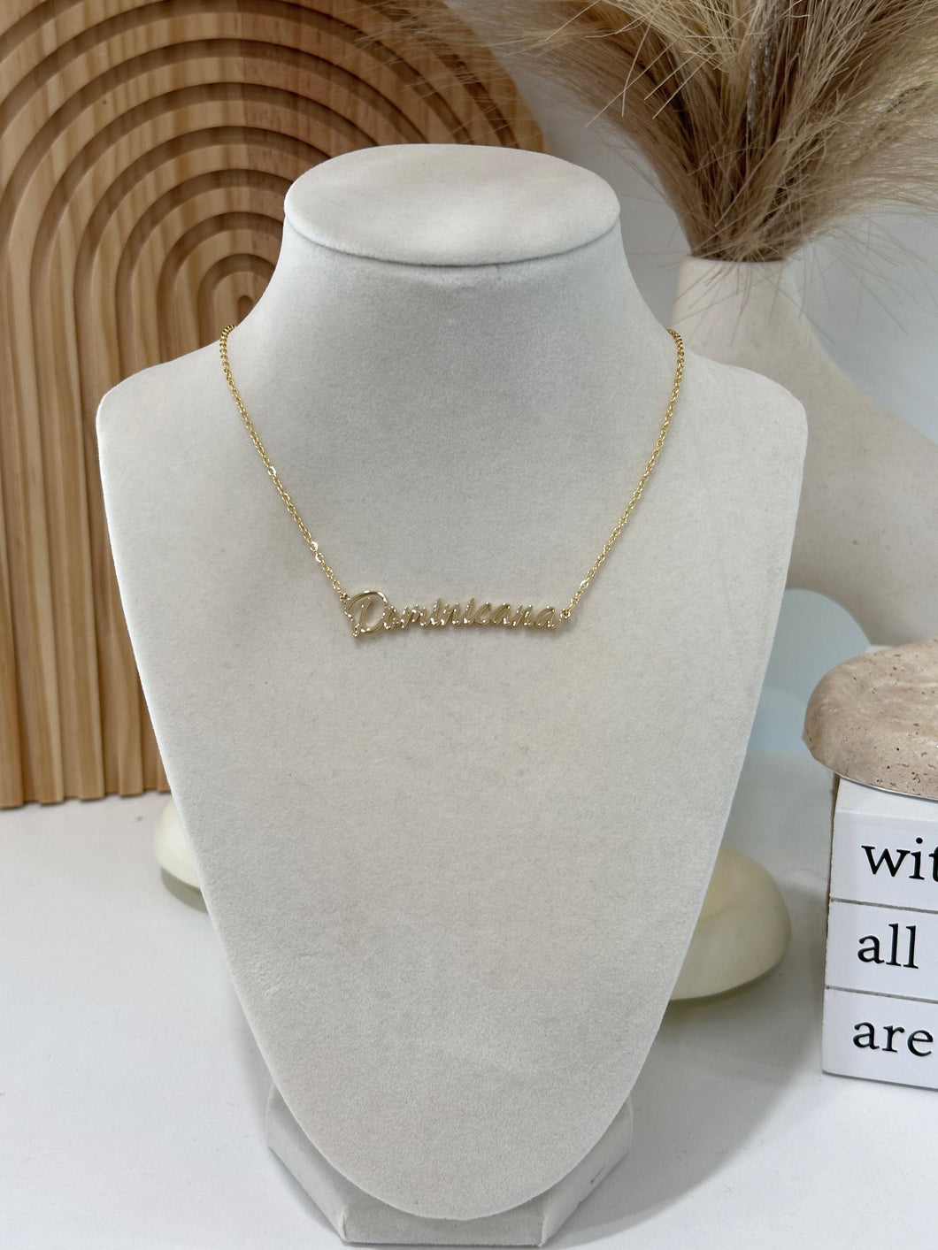 Dominican necklace stainless Steel PVD 14 k