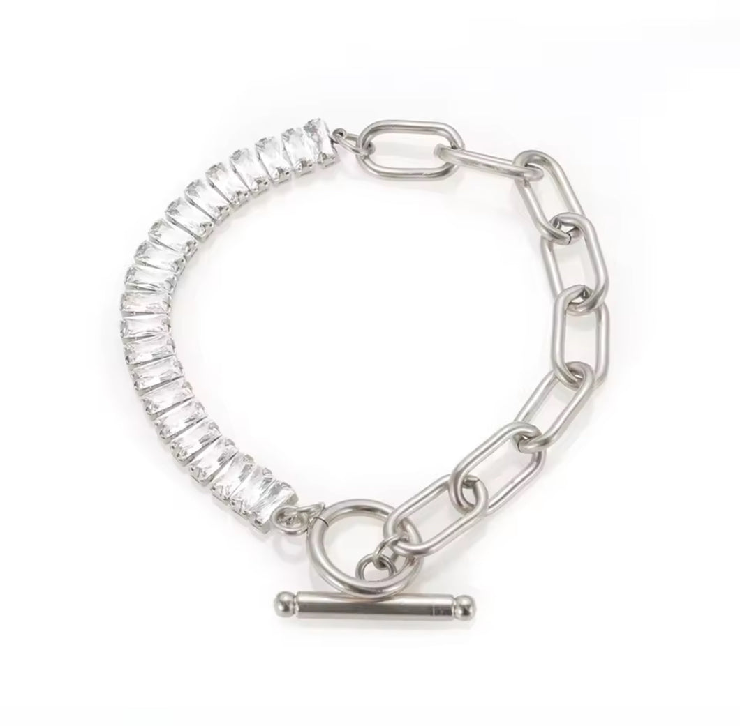 Pulsera Silver tenis y paper clip