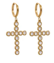 Cargar imagen en el visor de la galería, Gold Cross Earrings
