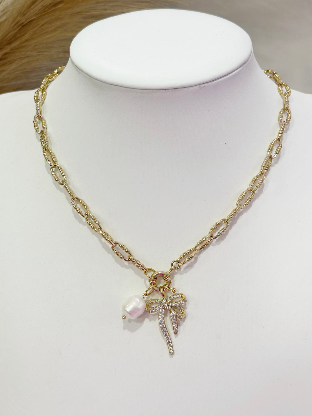 Paper clip necklace with charms