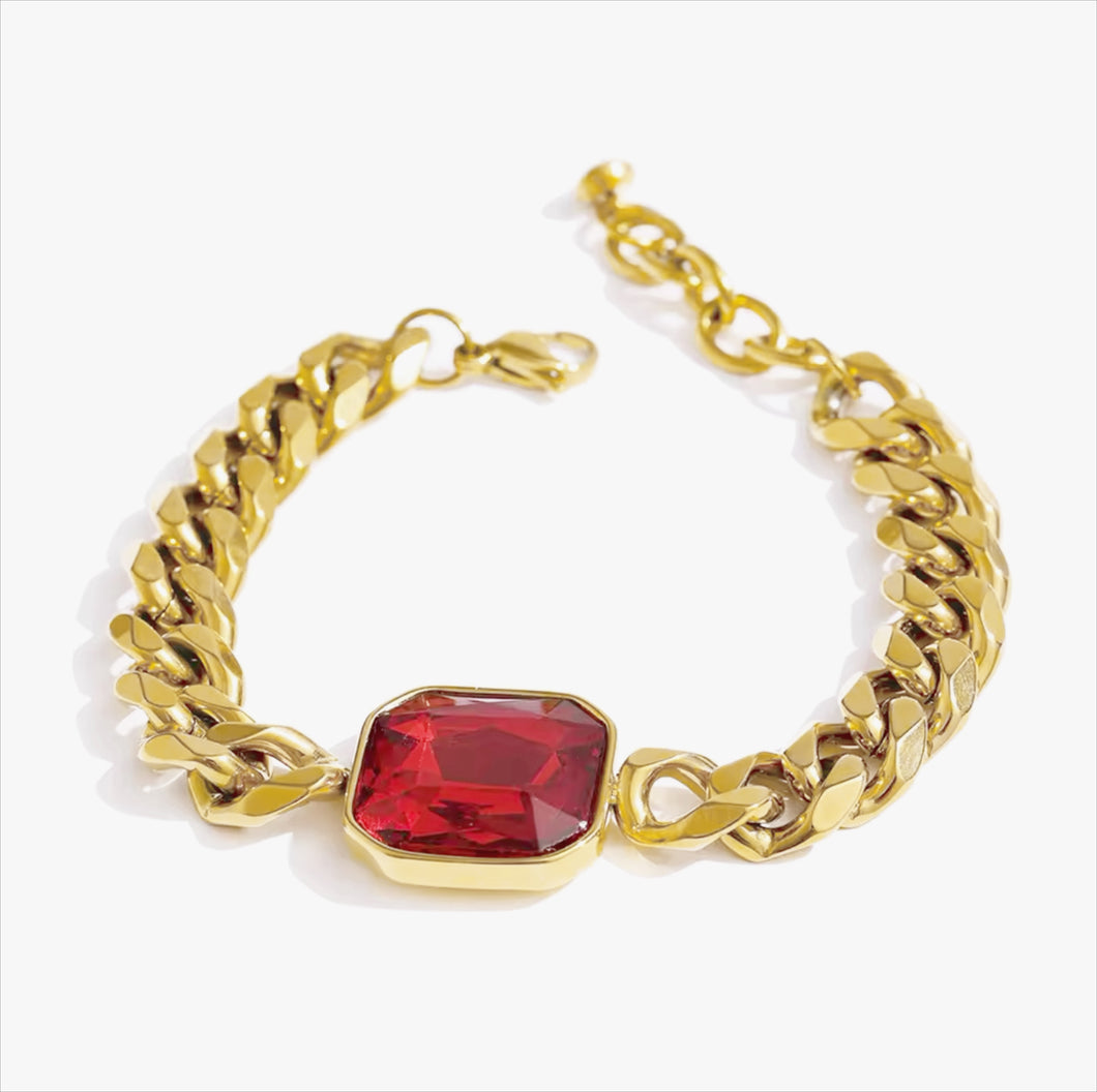 Cuban link con piedra roja