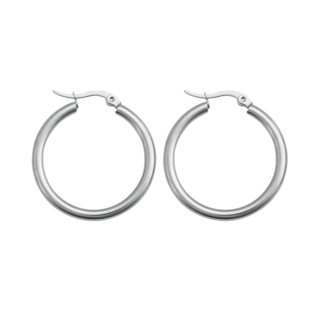 Cuban silver hoop earrings