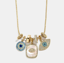 Cargar imagen en el visor de la galería, Eyes Multycharms necklace Gold Plated 14 k
