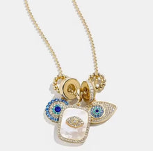 Cargar imagen en el visor de la galería, Eyes Multycharms necklace Gold Plated 14 k
