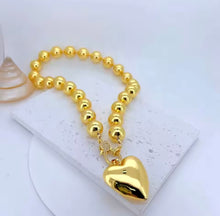 Cargar imagen en el visor de la galería, Heart Balin necklace gold plated 14 k

