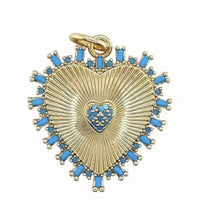 Cargar imagen en el visor de la galería, Heart gold and turquoise pendant
