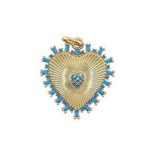 Cargar imagen en el visor de la galería, Heart gold and turquoise pendant
