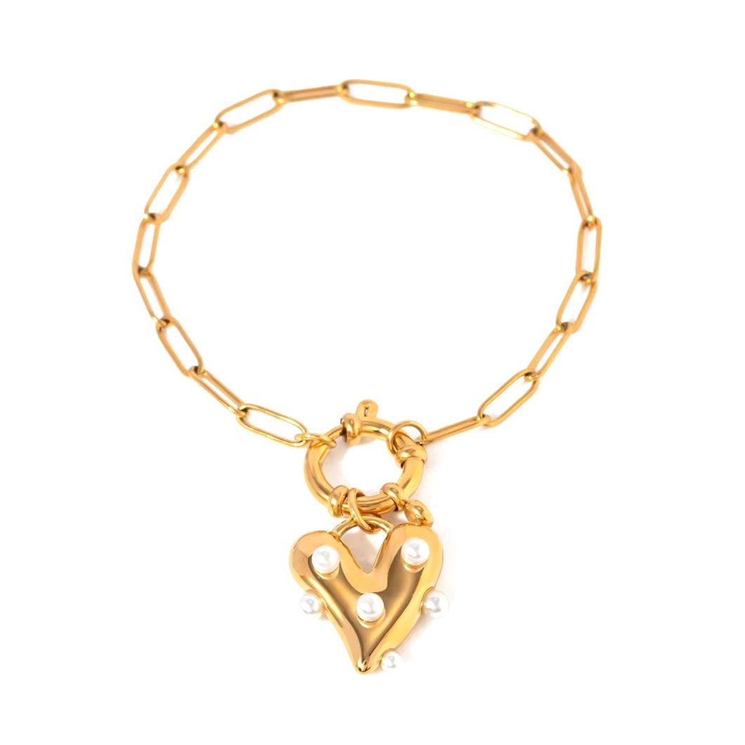 Pulsera paper clip con corazón