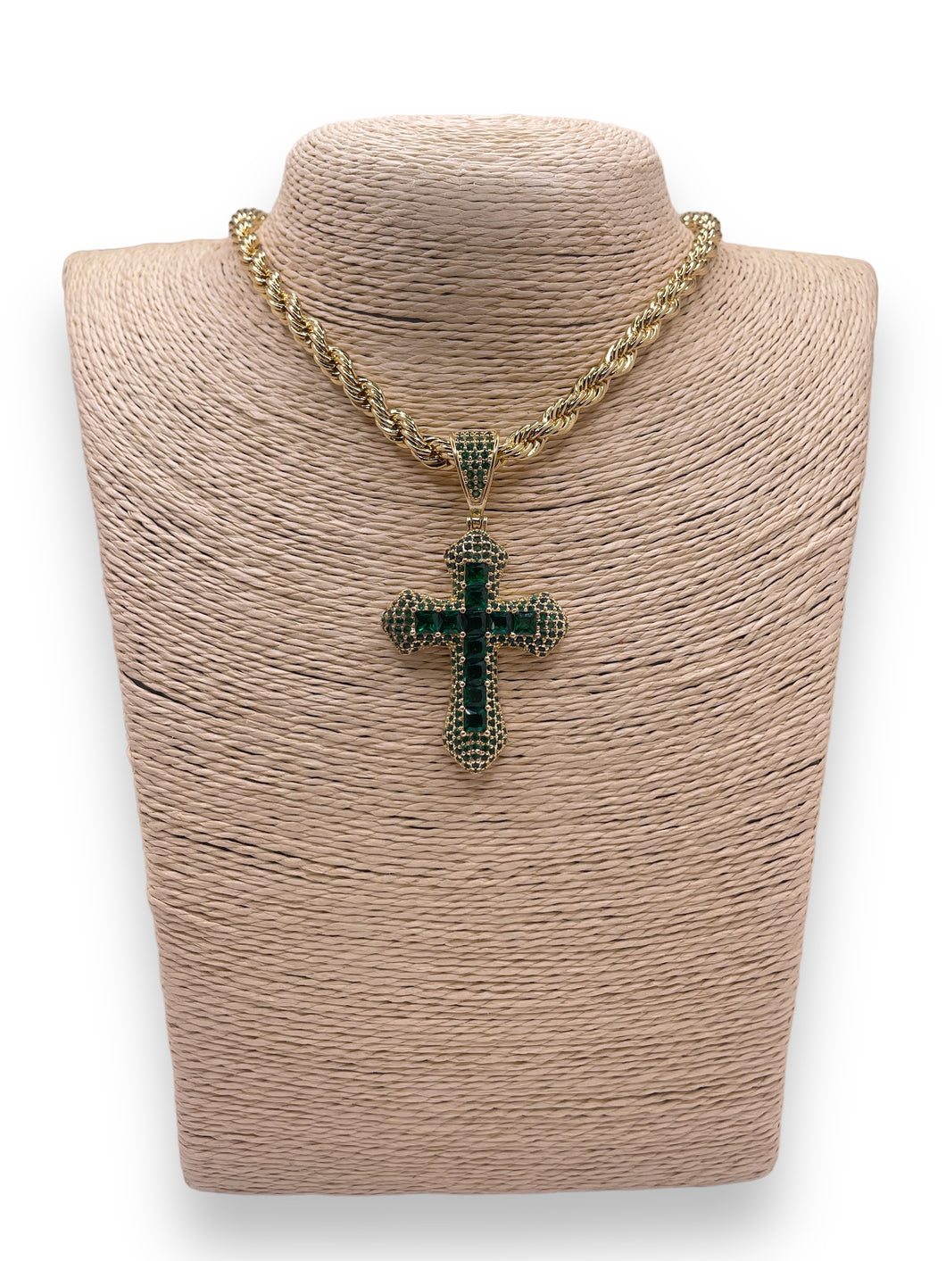 Rope chain with green cross