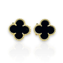 Cargar imagen en el visor de la galería, Clover Earrings negro y dorado
