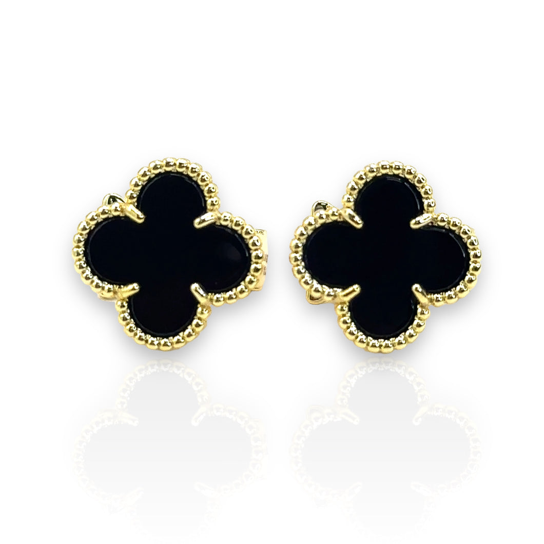 Clover Earrings negro y dorado