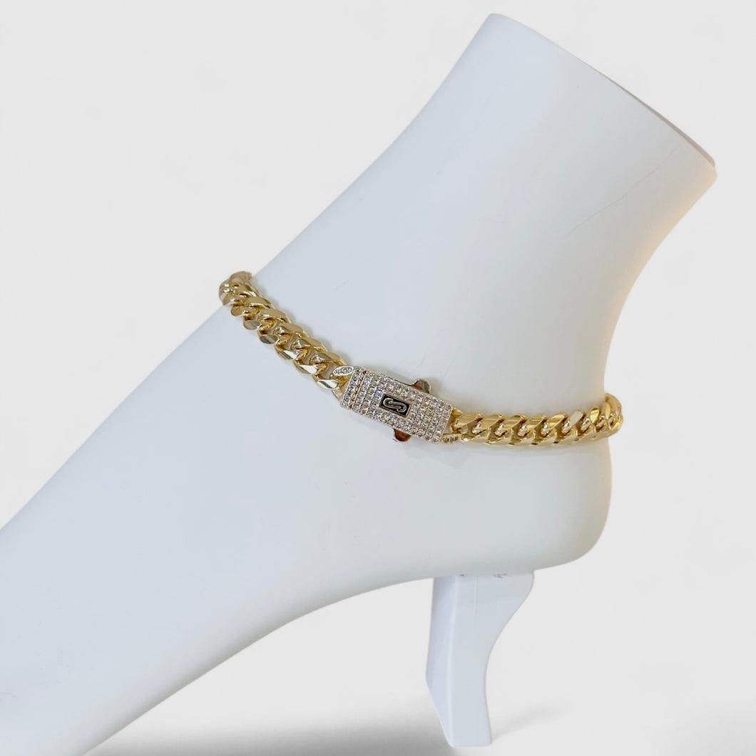 Anklet Mónaco 8mm 10 inches Gold Plated 14 k