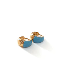 Cargar imagen en el visor de la galería, Algollas esmaltadas en azul baño de oro rosa
