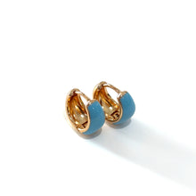 Cargar imagen en el visor de la galería, Algollas esmaltadas en azul baño de oro rosa
