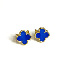 Cargar imagen en el visor de la galería, Aretes de trébol royal Blue
