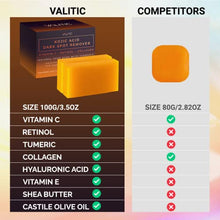 Cargar imagen en el visor de la galería, VALITIC Kojic Acid Dark Spot Remover Soap Bars with Vitamin C, Retinol, Collagen, Turmeric - Original Japanese Complex Infused with Hyaluronic Acid, Vitamin E, Shea Butter, Castile Olive Oil (2 Pack)
