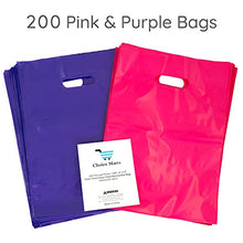 Cargar imagen en el visor de la galería, 200 Pink &amp; Purple Merchandise Bags 100 Pink and 100 Purple 1.5Mil, hick Glossy Bags for Small Business and Plastic boutique Bags with Die Cut Handles
