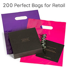 Cargar imagen en el visor de la galería, 200 Pink &amp; Purple Merchandise Bags 100 Pink and 100 Purple 1.5Mil, hick Glossy Bags for Small Business and Plastic boutique Bags with Die Cut Handles
