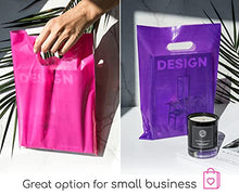 Cargar imagen en el visor de la galería, 200 Pink &amp; Purple Merchandise Bags 100 Pink and 100 Purple 1.5Mil, hick Glossy Bags for Small Business and Plastic boutique Bags with Die Cut Handles
