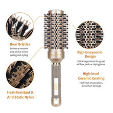 Cargar imagen en el visor de la galería, Nano Thermal Ceramic Round Hair Brush with Boar Bristles for Blow Drying and Styling by Sndyi - 2.9 Inch Barrel
