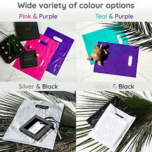 Cargar imagen en el visor de la galería, 200 Pink &amp; Purple Merchandise Bags 100 Pink and 100 Purple 1.5Mil, hick Glossy Bags for Small Business and Plastic boutique Bags with Die Cut Handles
